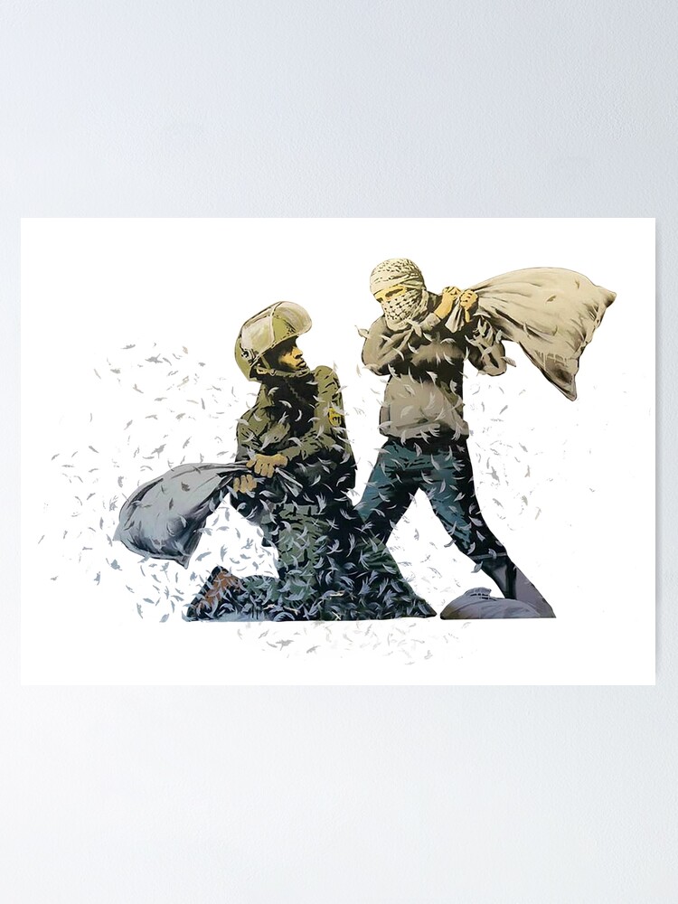 "Banksy Pillow Fight" Poster by URBANZ Redbubble