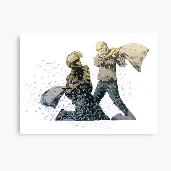 Banksy - Pillow Fight Metal Print