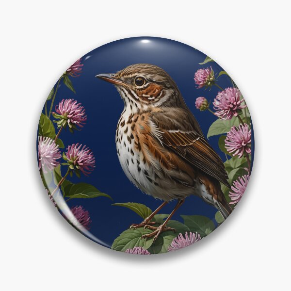 Item preview, A Hermit Thrush Surrounded By Red Clover Flowers designed and sold by taiche.
