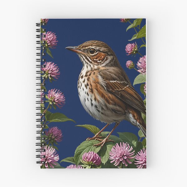 Item preview, A Hermit Thrush Surrounded By Red Clover Flowers designed and sold by taiche.