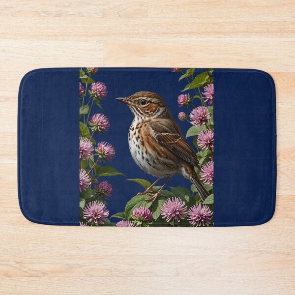 Item preview, A Hermit Thrush Surrounded By Red Clover Flowers designed and sold by taiche.