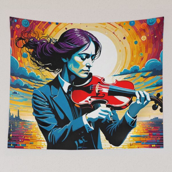 Item preview, Riverside Melodies: Serene Violinist by the River designed and sold by GrizzlyCollective.
