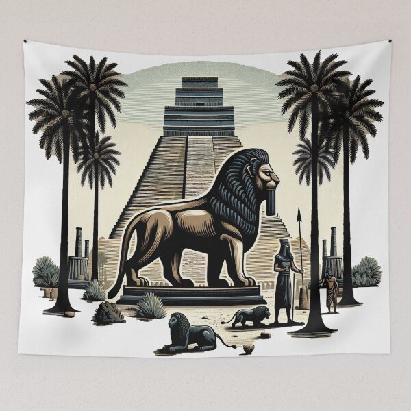 Item preview, Lion of Babylon, Mesopotamia, warrior, palm trees, river designed and sold by Redbdon.
