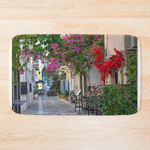 Item preview, Nafplion town narrow streets with Bougainvillea flowers designed and sold by goceris.