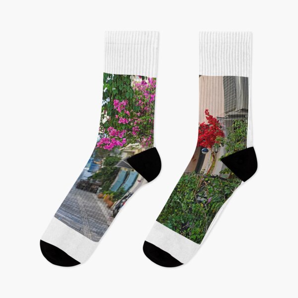 Item preview, Nafplion town narrow streets with Bougainvillea flowers designed and sold by goceris.