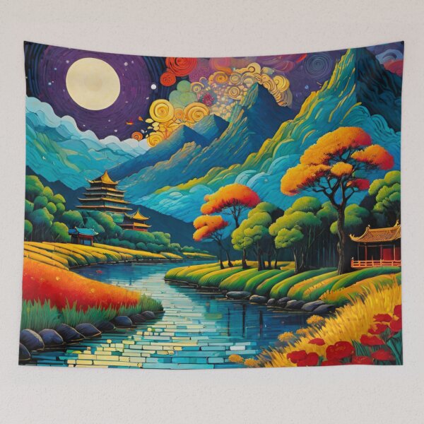 Item preview, Serene Tranquility: Ancient Wooden Building in Chinese Countryside designed and sold by GrizzlyCollective.