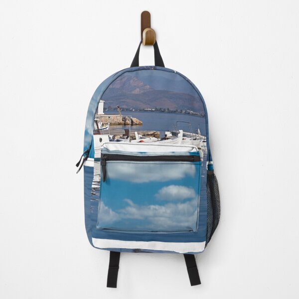 Item preview, Bourtzi water fortress and port with boats in Nafplio, Peloponnese, Greece designed and sold by goceris.