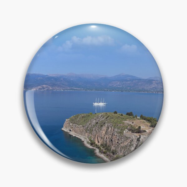Item preview, Acronafplia castle and Bourtzi water fortress aerial view, Nafplio, Peloponnese, Greece designed and sold by goceris.