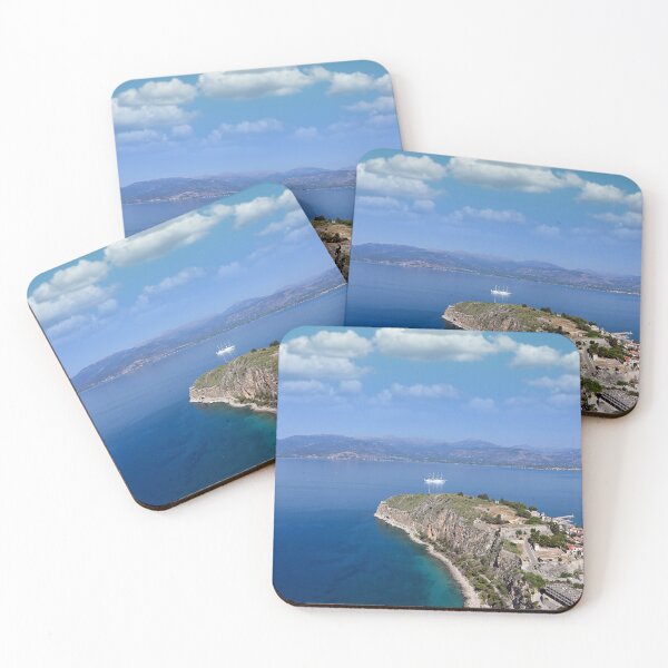 Item preview, Acronafplia castle and Bourtzi water fortress aerial view, Nafplio, Peloponnese, Greece designed and sold by goceris.