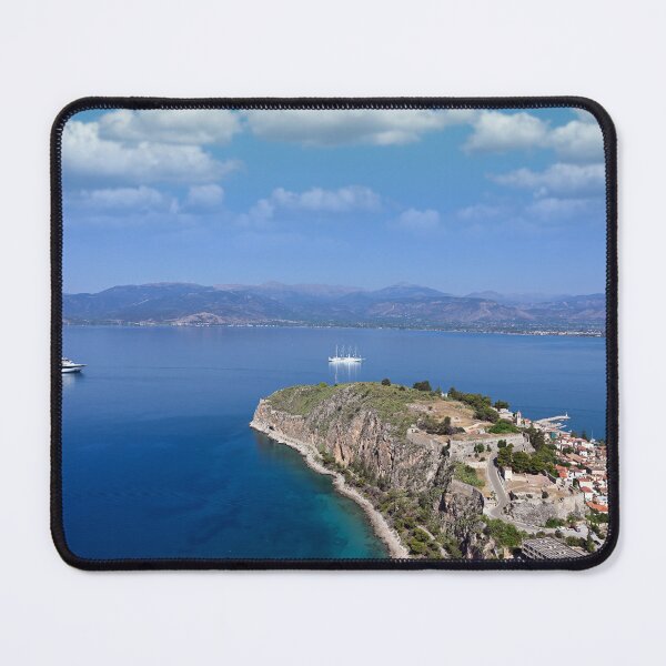 Item preview, Acronafplia castle and Bourtzi water fortress aerial view, Nafplio, Peloponnese, Greece designed and sold by goceris.