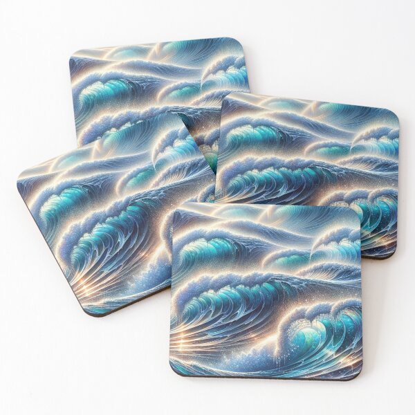 Item preview, Glittering waves at sunset watercolor designed and sold by cj-digital.
