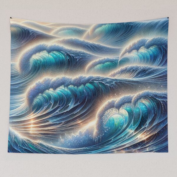 Item preview, Glittering waves at sunset watercolor designed and sold by cj-digital.