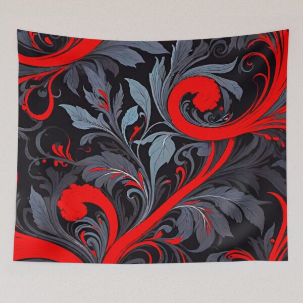 Item preview, Scarlet Symphony: Red and Black Vine and Petal Design designed and sold by GrizzlyCollective.