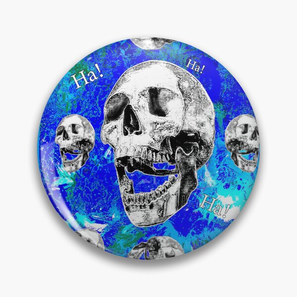 Item preview, Laughing world skulls Ha! ha! with blue world background designed and sold by SueKnox.