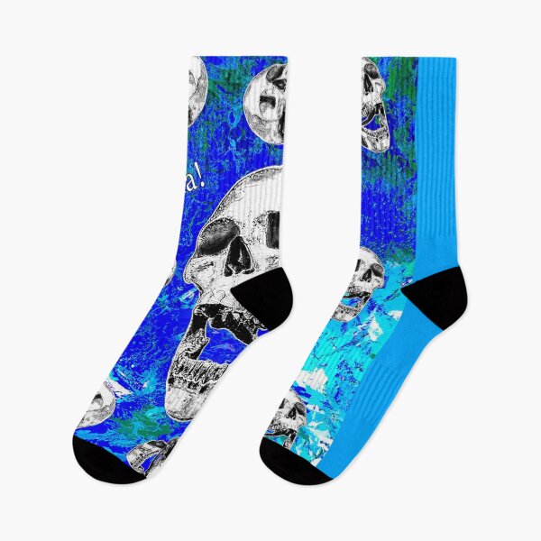 Item preview, Laughing world skulls Ha! ha! with blue world background designed and sold by SueKnox.