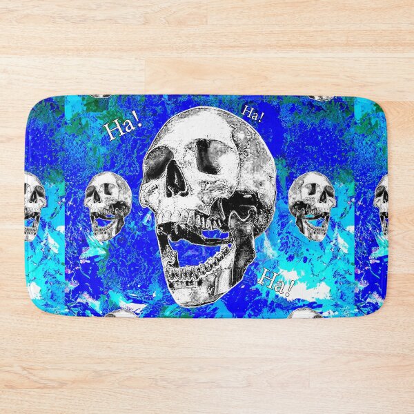 Item preview, Laughing world skulls Ha! ha! with blue world background designed and sold by SueKnox.
