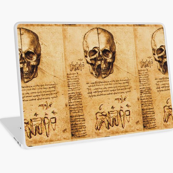 SKULL AND TEETH ,DENTAL PARCHMENT Leonardo Da Vinci Laptop Skin