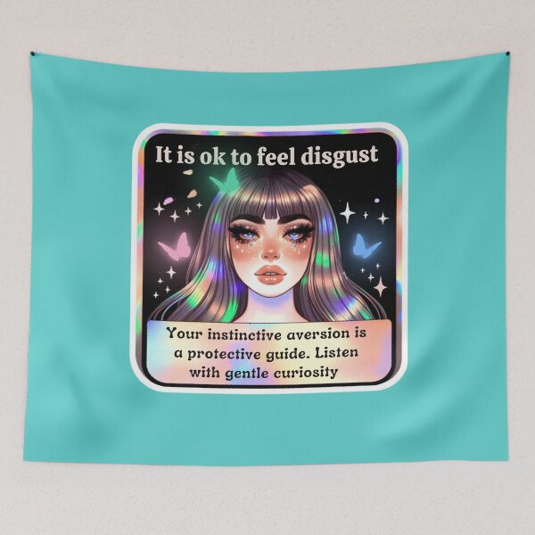 Item preview, Pastel Holographic Watercolor Sticker: Accepting Disgust, Embracing Emotional Authenticity designed and sold by Queueka.