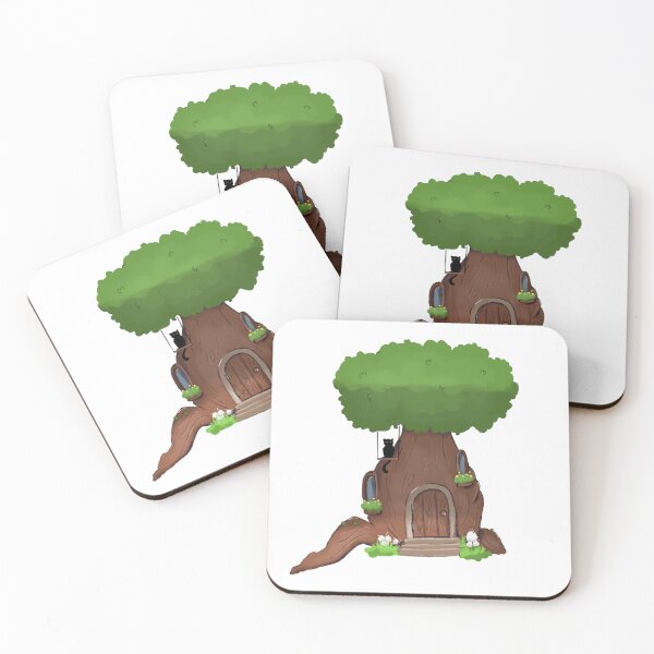 Item preview, Tree house with black cat in cartoon simple style designed and sold by Karyna Hordetska.