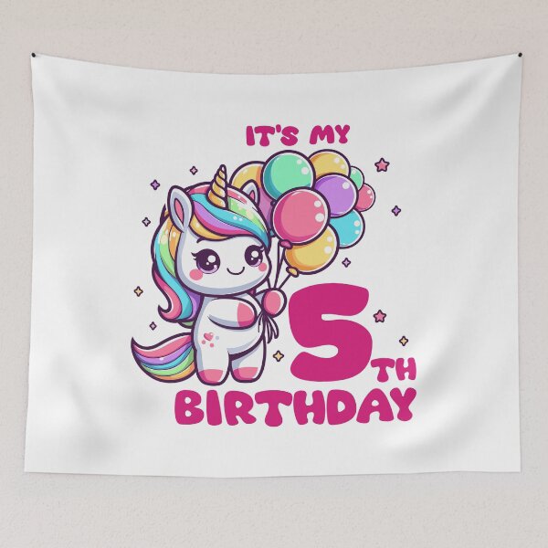 Artikelvorschau, süßes und nettes Einhorn Es ist mein 5. Geburtstag Mädchen T-Shirt entworfen und verkauft von Brudy-R.