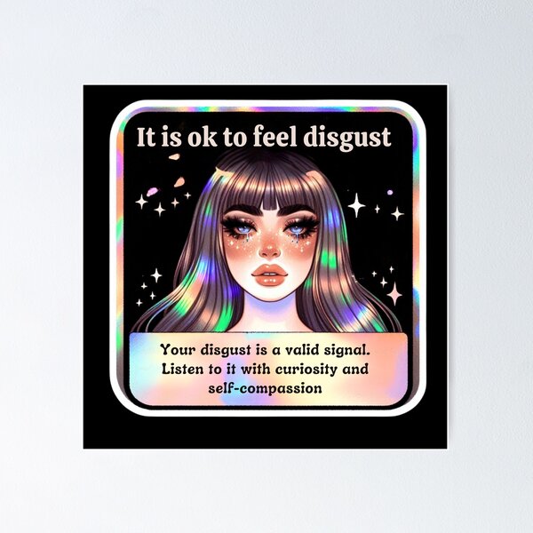 Item preview, Holographic Watercolor Sticker: Accepting Disgust, Embracing Emotional Authenticity designed and sold by Queueka.