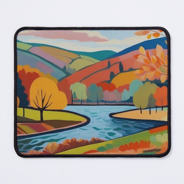 Item preview, Sweeping Autumn Hues Enfold Serene Riverside Landscape designed and sold by ArtComixHaven.