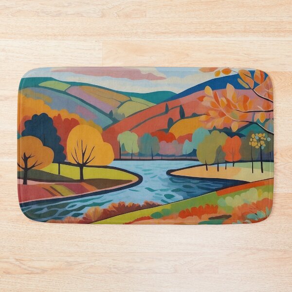 Item preview, Sweeping Autumn Hues Enfold Serene Riverside Landscape designed and sold by ArtComixHaven.