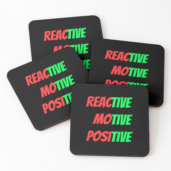 Item preview, Motivational T-shirt with Red and Green Print: REACTIVE, MOTIVE, POSITIVE designed and sold by TOYE TO.