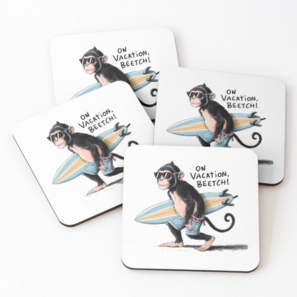 Item preview, On Vacation, FunnyFits70, Humor, Funny, Silly, monkey, beach, surf, meme, rad, surfing, waves, sea, sun, california designed and sold by FunnyFits70.