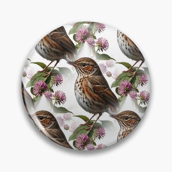 Item preview, A Hermit Thrush Surrounded By Red Clover Flowers Pattern designed and sold by taiche.