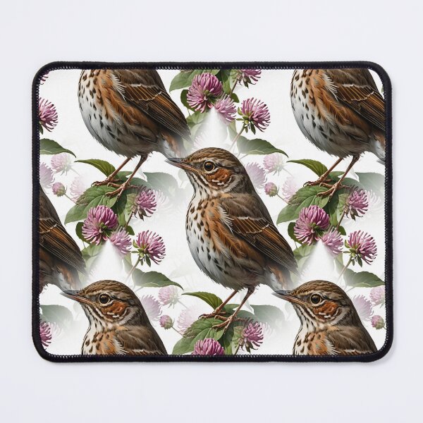 Item preview, A Hermit Thrush Surrounded By Red Clover Flowers Pattern designed and sold by taiche.