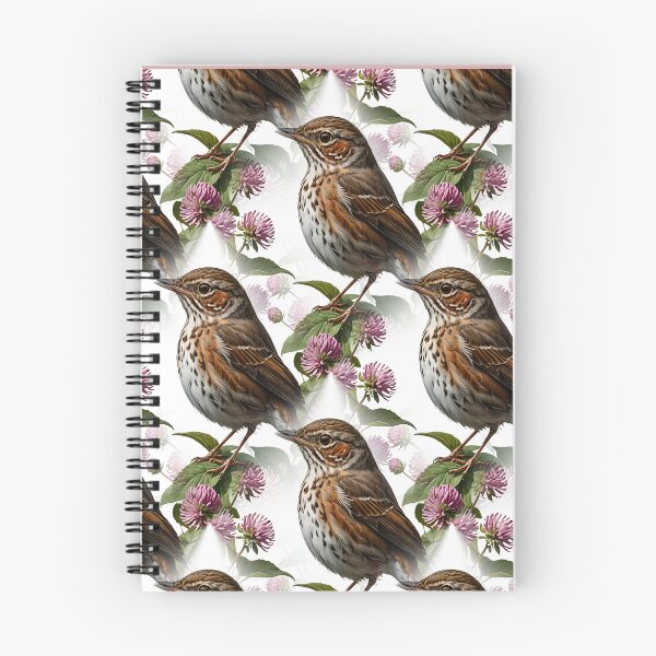 Item preview, A Hermit Thrush Surrounded By Red Clover Flowers Pattern designed and sold by taiche.