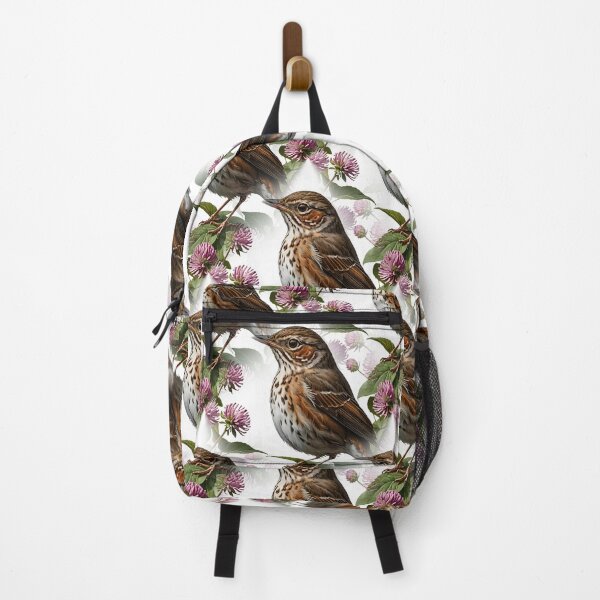 Item preview, A Hermit Thrush Surrounded By Red Clover Flowers Pattern designed and sold by taiche.