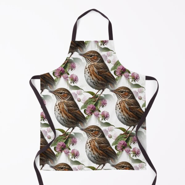 Item preview, A Hermit Thrush Surrounded By Red Clover Flowers Pattern designed and sold by taiche.