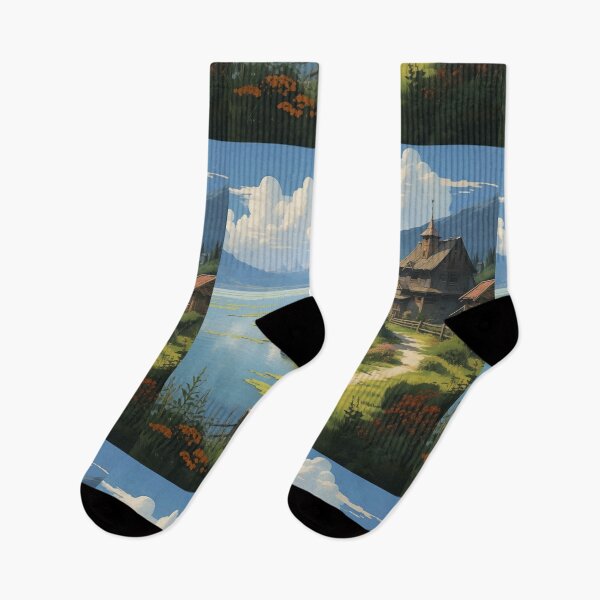 Item preview, Animated Japanese Village Anime Manga Style Kawaii Cute Beautiful Nature Lake designed and sold by SayItWithYours.