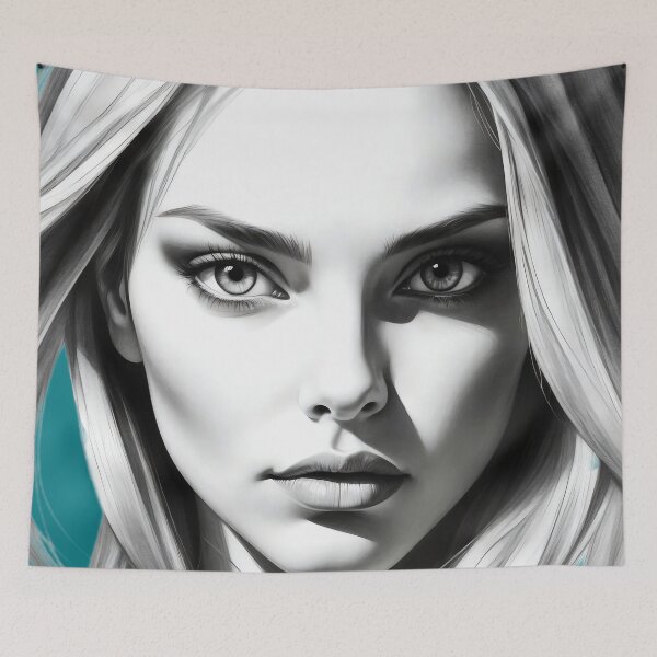 Item preview, Captivating Gaze A Study of Beauty in Stark Contrast designed and sold by ArtComixHaven.