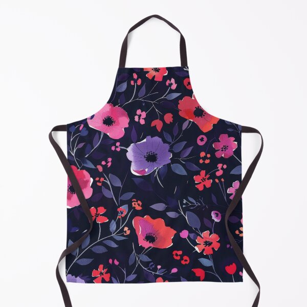 Item preview, Watercolor Floral Pattern With Pink, Red, and Blue Flowers on Dark Blue Background designed and sold by brandway.