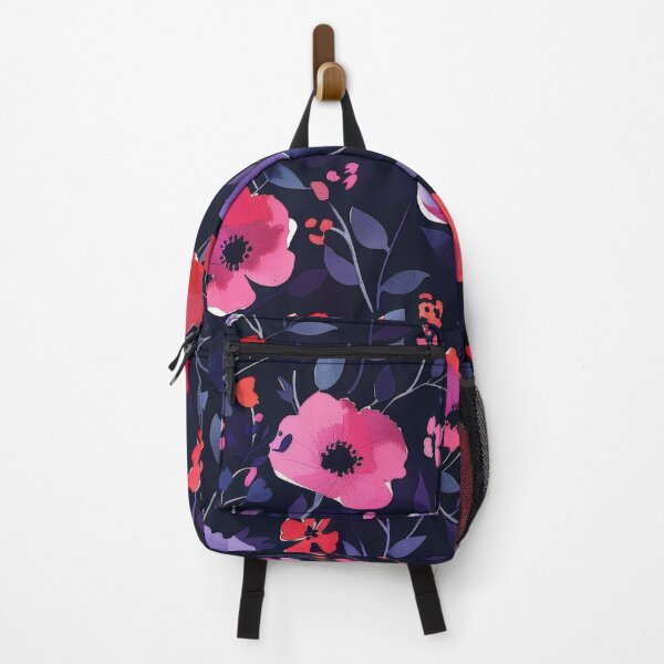 Item preview, Watercolor Floral Pattern With Pink, Red, and Blue Flowers on Dark Blue Background designed and sold by brandway.