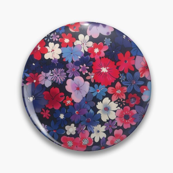 Artikelvorschau, Aquarell-Blumenmuster mit rosa, roten und blauen Blumen auf dunkelblauem Hintergrund entworfen und verkauft von brandway.