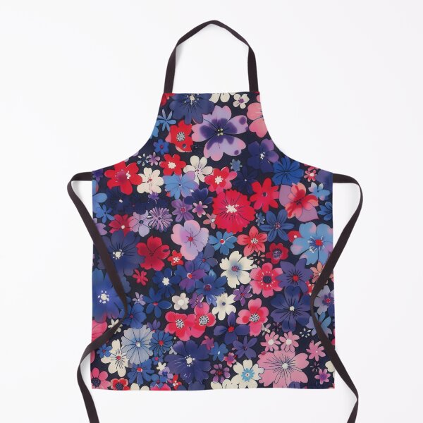 Artikelvorschau, Aquarell-Blumenmuster mit rosa, roten und blauen Blumen auf dunkelblauem Hintergrund entworfen und verkauft von brandway.