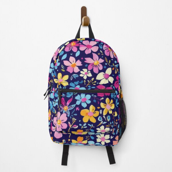 Item preview, Colorful Floral Pattern on Navy Blue Background designed and sold by brandway.