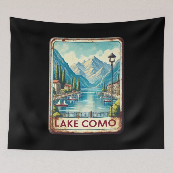 Item preview, Lake como retro tin sign designed and sold by Thedigital91.