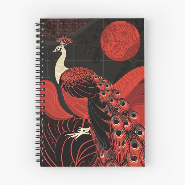 Item preview, Redscale Peacock Wood Block Print designed and sold by OccultDreams.