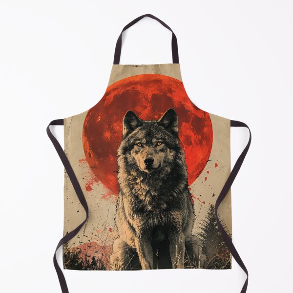 Item preview, Red Moon Rising Wolf Illustration designed and sold by OccultDreams.