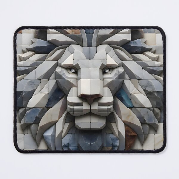 Item preview, Lion's Majesty: Diamond-Eyed Stone Art designed and sold by AI-Only Creations.