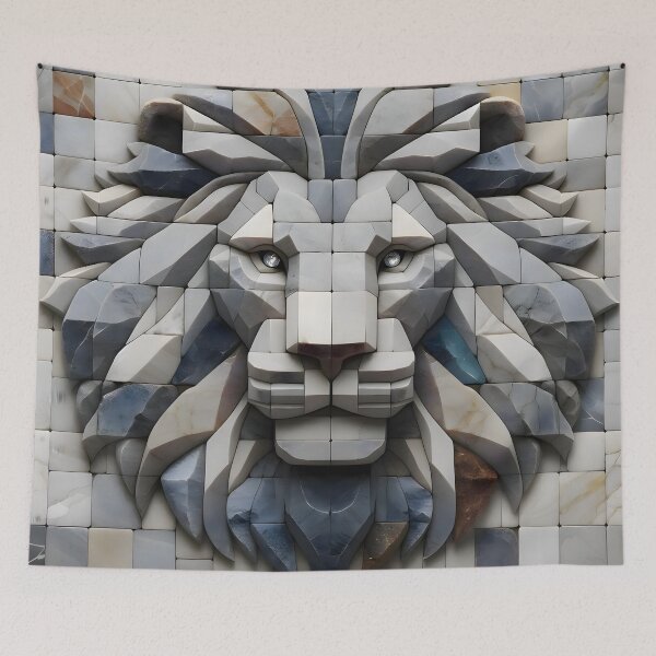 Item preview, Lion's Majesty: Diamond-Eyed Stone Art designed and sold by AI-Only Creations.
