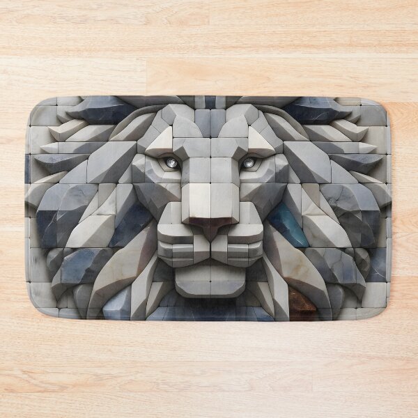 Item preview, Lion's Majesty: Diamond-Eyed Stone Art designed and sold by AI-Only Creations.