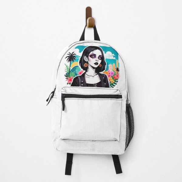 Item preview, Pale Goth Girl on Tropical Floral Background designed and sold by MadnessEnvelope.