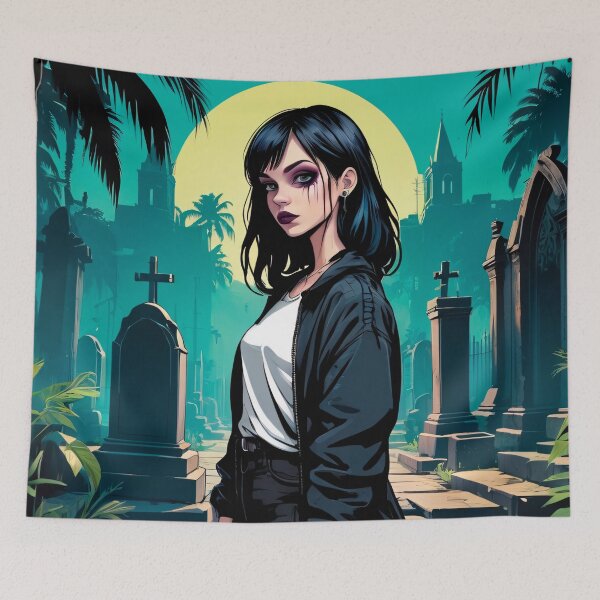 Item preview, Alt Girl Cursed Moon Night Retro Poster Style designed and sold by MadnessEnvelope.