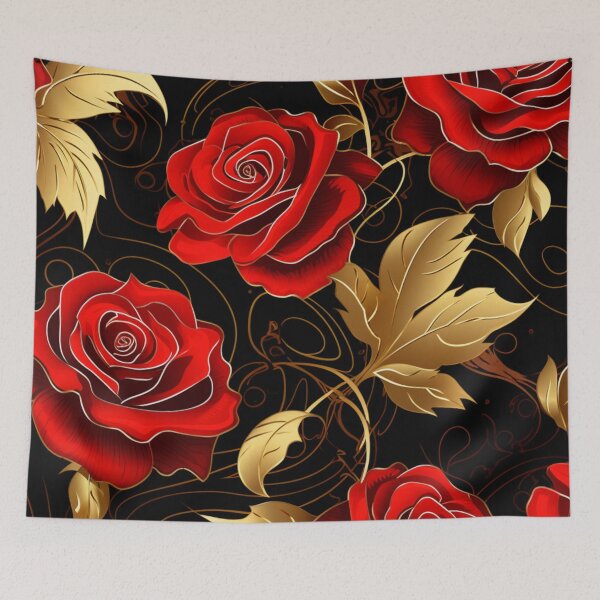 Item preview, Roses Gold Metallic Leaves Wallpaper designed and sold by whitecat23.